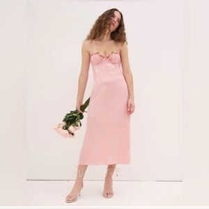 FOR LOVE & LEMONS Lola Midi Dress Blush Pink XS